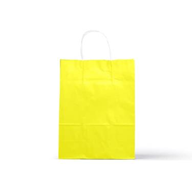 Imagem de Sacola de Papel Kraft Colorido P 18x22x9cm 50und - Amarelo