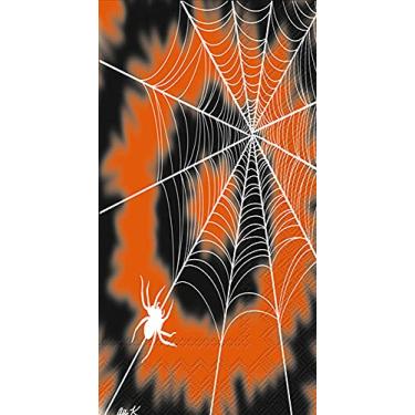 Imagem de Boston International Guardanapos de papel de 3 camadas, tamanho de convidado de 16 unidades, teia de gravata de Halloween