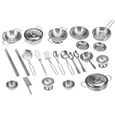 Imagem de Junluck Conjunto de panelas de aço inoxidável 16/18/25 peças tampas panela cozinha (25 peças)