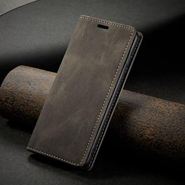 Imagem de Flip Case para Samsung S10 Plus para Samsung S8 S9 Plus Carteira de Couro Fosco Capa de Luxo Capas Magnéticas Fortes para Telefone, cinza, para Samsung S9