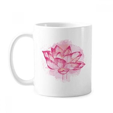 Imagem de Caneca de cerâmica com flor de lótus em aquarela rosa cerâmica xícara de porcelana