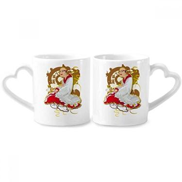 Imagem de Culture Eighteen Arhats Conjunto de canecas de porcelana para casais, figuras alfandegárias, coração e coração