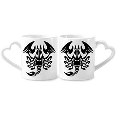 Imagem de Constelação Escorpião Signo do Zodíaco Conjunto de canecas de porcelana para casais, copo de cerâmica para amantes, alça de coração