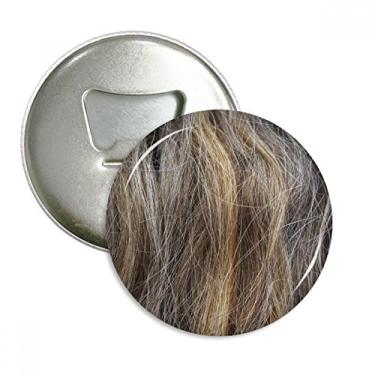 Imagem de Lindo abridor de garrafa de cabelo longo e encaracolado marrom com ímã de geladeira emblema multifuncional