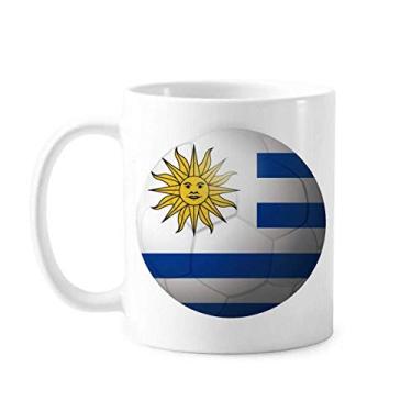 Imagem de Caneca de futebol americano com bandeira nacional do Uruguai cerâmica xícara de café porcelana louça