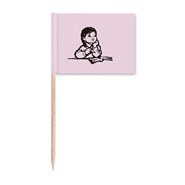 Imagem de Reflexões Chinês Vermelho Propaganda Educacional Palito de Dente Sinalizadores Marcador Topper Decoração de Festa