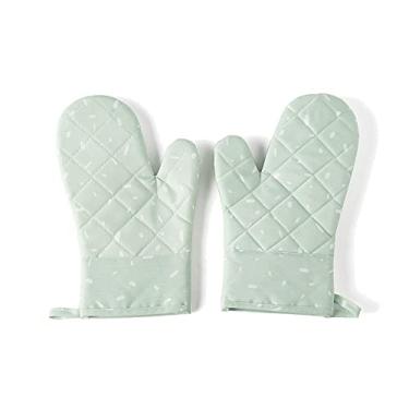 Imagem de Luvas de forno de silicone Luvas de cozinha Luvas de forno Luvas de forno Luvas à prova d'água Resistente ao calor para churrasco Assar e grelhar cozinhar, verde