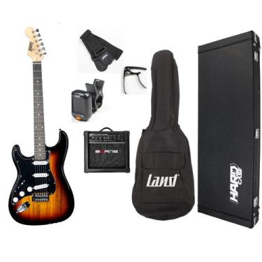 Imagem de Guitarra Land Canhoto Sunburst+Cubo G30+Case+Acessórios