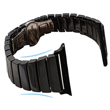 Imagem de MaKTech Pulseira de Cerâmica com Elo Fino para Apple Watch Série 11/10/9/8/7,Ultra 3/2/1,SE 3/2/1 [2025] (46mm/45mm/44mm/49mm,Esbelto-Preto)
