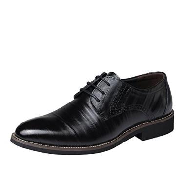 Imagem de Sapato social masculino Oxford sapato com cadarço clássico moderno festa formal negócios, Preto, 6.5