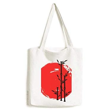 Imagem de Bolsa de lona abstrata vermelha preta japonesa bolsa de compras casual bolsa de mão