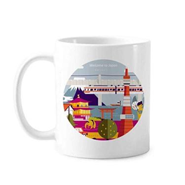 Imagem de Caneca clássica japonesa famosa de passeios turísticos clássica branca copo de cerâmica presente com alças 350 ml