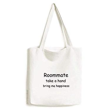 Imagem de Bolsa de lona Roommate Take A Hand Bring Me Happiness bolsa de compras casual