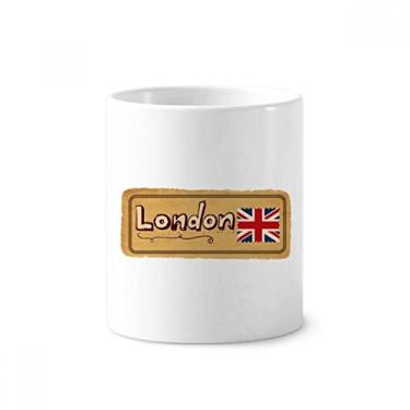 Imagem de Union Jack UK London Carimbo Britiano Escova de Dentes Caneca, Suporte de Cerâmica