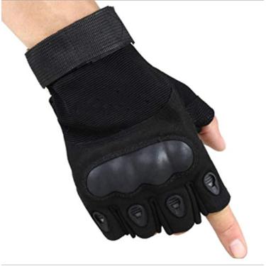 Imagem de Luvas de equitação táticas unissex para uso ao ar livre com protetor solar fitness luvas de meio dedo, Preto, tamanho �nico