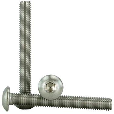 Imagem de Parafusos de cabeça de botão de soquete em aço inoxidável nº 10-32 x " (1,27 cm a 5 cm) disponíveis, rosca completa, unidade sextavada, aço inoxidável 18-8, rosca de máquina, 10-32 x 1-1/2"