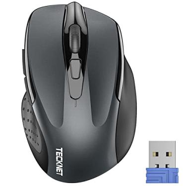 Imagem de TECKNET Mouse sem fio, mouse óptico ergonômico de 2,4 G, mouse de computador para laptop, PC, computador, Chromebook, notebook, 6 botões, vida útil da bateria de 24 meses, 2600 DPI, 5 níveis de ajuste
