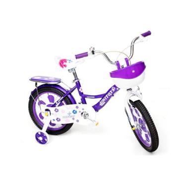 Imagem de Bicicleta Infantil Aro 16 Princesa Menina Cor Roxa Com Rodinhas - Unit
