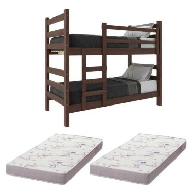 Imagem de Beliche Madeira Maciça Com Colchões Inclusos Cr4158 Imbuia