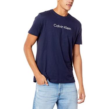 Imagem de Camiseta Slim flamê, Calvin Klein, Masculino, Azul Marinho, GGG