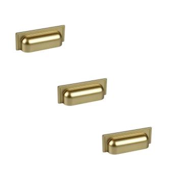 Imagem de Kit 3 Puxador Plymouth Zen Dourado Concha 80Mm Zp5420.955