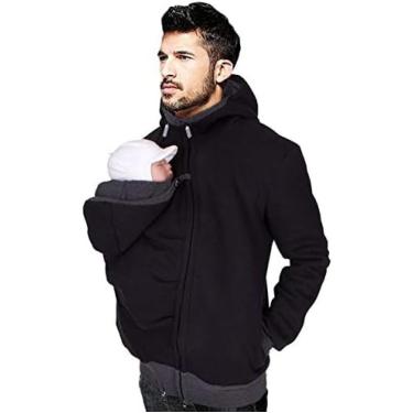 Imagem de Canguru Dad Men, 2 Em 1 Sweatshirt Multi-Function Masculino Sweatshirt Outono E Inverno Jaqueta Dad And Baby Carrier Coat,Preto,GG,bonny369