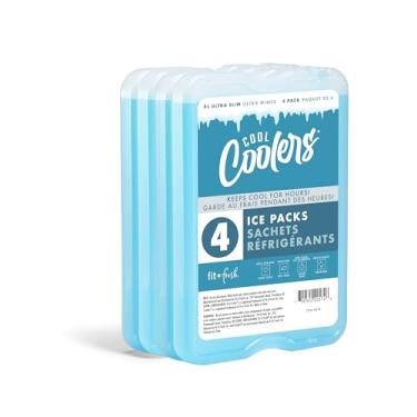 Imagem de Gelo reutilizável Fit & Fresh XL, para lancheira/bolsa térmica, pacote com 4, azul