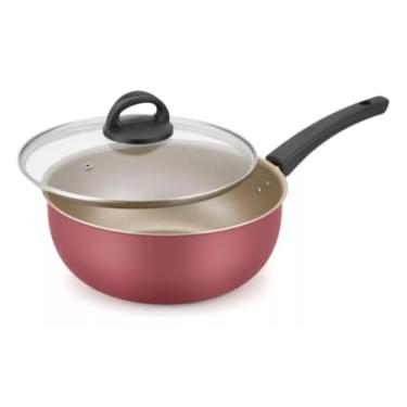 Imagem de Frigideira Wok Funda Cereja 24cm Cabo Longo Com Tampa Vidro
