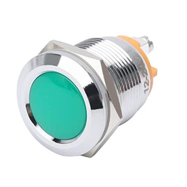 Imagem de APIELE Luz indicadora 19 mm 3/4" à prova d'água IP67 lâmpada de sinal de metal 12 V CA/CC LED piloto painel lâmpada côncava verde para carro, caminhão, barco (verde, 19 mm)