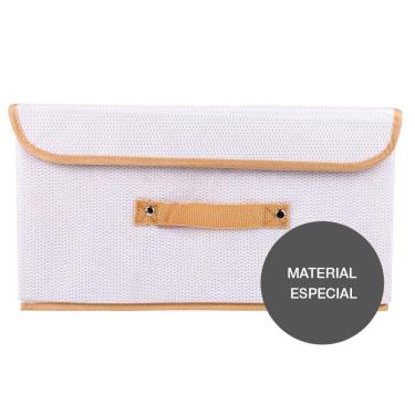 Imagem de Caixa Organizadora Tecido C/ Tampa Vizapi Un Classic P 30x23x17Cm Branco Bege