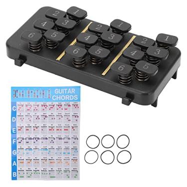Imagem de Sistema de Aprendizagem de Acordes, Ferramenta de Acordes para Guitarra, Tom Claro, Sem Dor, 18 Botões 110 Acordes com 6 Faixas de Borracha para Acessórios para Baixo de Guitarra Iniciante