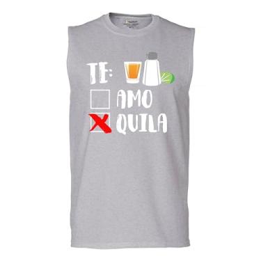 Imagem de Camiseta divertida Te Amo or Tequila Muscle Five De Mayo & Drinko Mexican sem mangas, Cinza, P