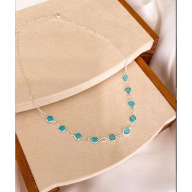 Imagem de Colar Choker Tiffany Ponto de Luz Pedras Cristais Folheado a Prata gargantilha Prateado Tifany Tendência Moda Feminina