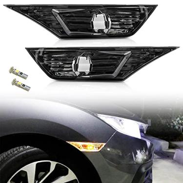 Imagem de WASTOREEL Luz de LED com lente fumê para Honda Civic Sedan Coupe Hatchbakc de 10ª geração 2016-2021, substitui lâmpadas laterais dianteiras originais