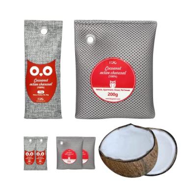 Imagem de Sandmonk Sacos de carvão ativado com coco, pacote com 4, absorvente de odores, purificador de ar natural para casa, eliminador de odores de fumaça para carro, casa, sapatos, banheiro, cozinha,