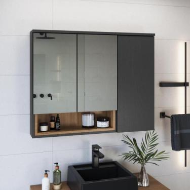 Imagem de Armário Espelheira Para Banheiro Cecília Com 3 Portas E Um Nicho Mel/G