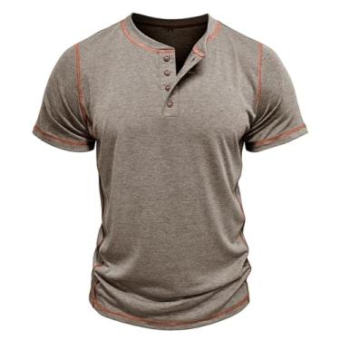 Imagem de DAGIN Camisetas masculinas de verão camiseta de manga curta casual básica, Caqui, P