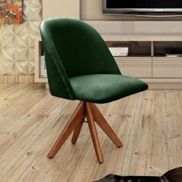Imagem de Poltrona Decorativa Gaia Giratória Madeira para Sala, Quarto, Recepção Verde