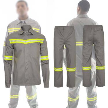 Imagem de Conjunto Uniforme EPI Nr10 Segurança do Trabalho Mecanico Eletricista Faixa Refletiva Construção Obra Serviço