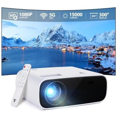 Imagem de Wielio Projetor, projetor nativo 1080p com WiFi e Bluetooth, mini projetor de filmes ao ar livre portátil compatível com iOS/Android/laptop/HDMI/PC/TV Stick/USB (branco)