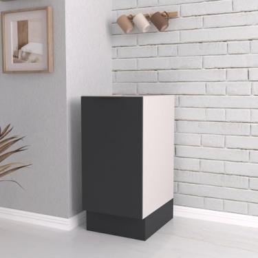 Imagem de Balcão 1 Porta 40cm sem Tampo com Rodapé Puxador 150mm Ipanema CabeCasa MadeiraMadeira Grafite Trama/Branco