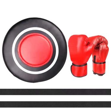 Imagem de Tachiuwa Almofada de perfuração montada na parede Saco de perfuração Almofada de boxe alvo de foco para prática esportiva, Luvas adultas vermelhas