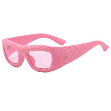 Imagem de Óculos de sol masculino ao ar livre tons escuros feminino óculos de sol quadrado tecer grade uv400,6, um tamanho