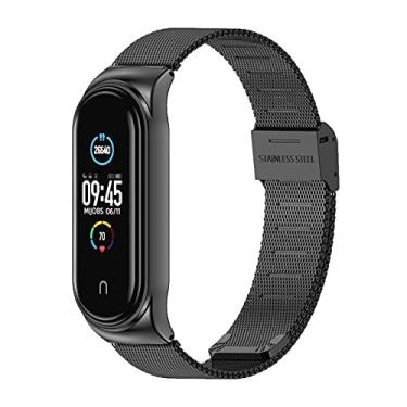 Imagem de Pulseira de substituição para Amazfit Band 5, pulseira de metal compatível com Amazfit Band 5, acessórios de pulseira de aço inoxidável (preto), crisoberilo