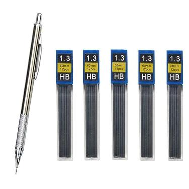 Imagem de Kopida Lapiseira de aço inoxidável de 0,5/0,7/0,9/1,3 mm com 5 tubos HB refil de grafite lápis de esboço automático para escrever, esboçar, desenhar, desenhar, papelaria