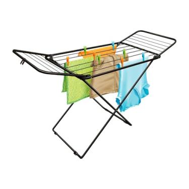 Imagem de Varal de Chão Dobrável com Abas Design Moderno em Aço Preto Apartamento - Someway