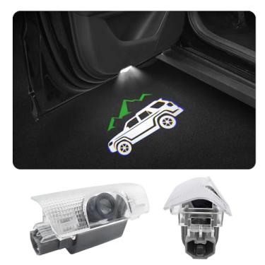 Imagem de 2 peças de luzes com logotipo de porta de carro compatíveis com 4Runner 2010 acessórios de cortesia projetor, luz de poça a laser, luzes de sombra fantasma (montanha verde)