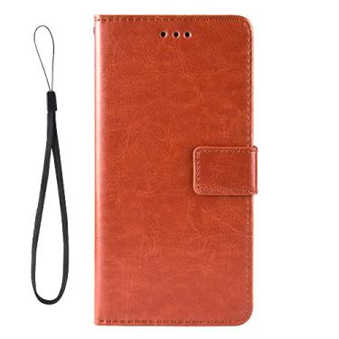 Imagem de Capa adequada para Blackview A70 2021 capa flip carteira de couro para Blackview A70 2021 capa magnética retrô carteira de telefone com compartimentos para cartão