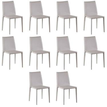 Imagem de Kit com 10 Cadeiras de Jantar Amanda Pvc Nude