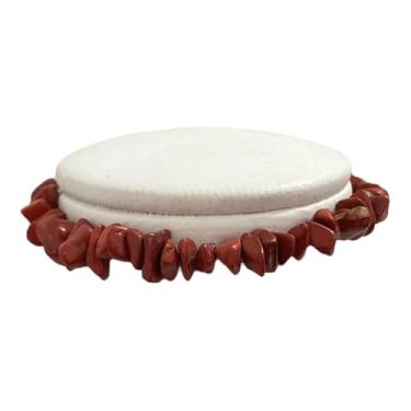 Imagem de Caminho Para Meditação, Pulseira Jaspe Vermelha Pedra Natural Cascalho Coragem